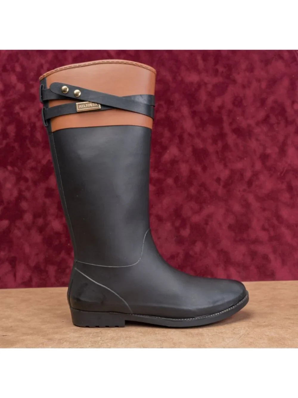 Tommy Hilfiger Women Fashion Farm Barn Riding Wellie Rubber Rain Boots sz 9